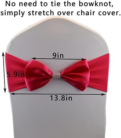 25 PCS Bows Stretch Chair Sashes, for Wedding Party Chair Cover Decoration, Spandex Stretch Chairs Bands (Pack of 25 Rose - Image 3