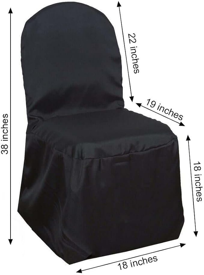 Efavormart 100 PCS Polyester Banquet Chair Covers - Black - Image 3