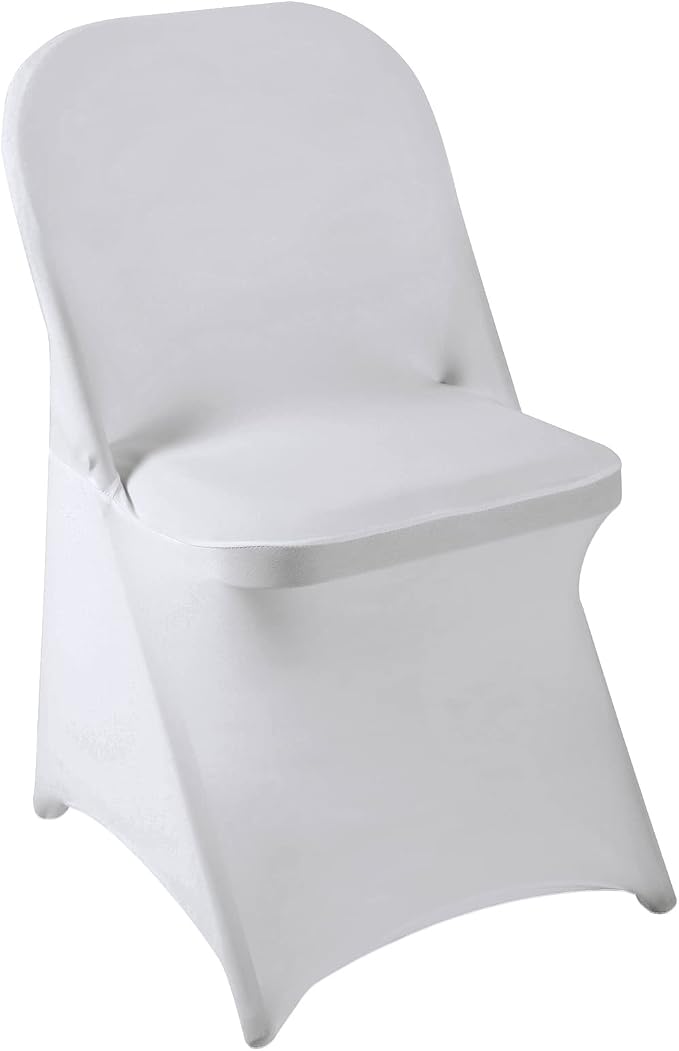 Folding Chair Covers for Party 12pcs, Sliver Universal Spandex Chair Covers for Folding Chairs, Stretchy Fitted Chair Covers for Wedding, Party, Banquet, Conference (12pcs, Sliver) by Howhic