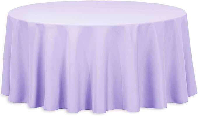 LTC LINENS Lavender Round Tablecloth - 132 Inch Round Tablecloth, Large Party Table Cloth, Wrinkle Resistant, Washable Polyester Fabric Table Cover Linens for Wedding, Party, Banquet by LTCLINENS