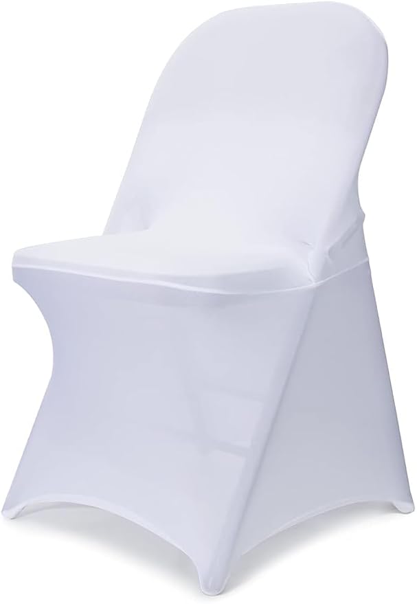 White Folding Chair Covers 1PCS Spandex Stretch Slipcovers | Universal Fitted Chair Cover Protector,Stretch Chair Covers for Wedding,Party, Banquet, Holidays, Celebration by WASIRL