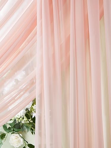 Light Peach Arch Drapes Fabric 6 Panels Chiffon Fabric Photography 6 Yards Sheer Drapes for Wedding Backdrop Ceremony Stage Reception Decoration - Image 3