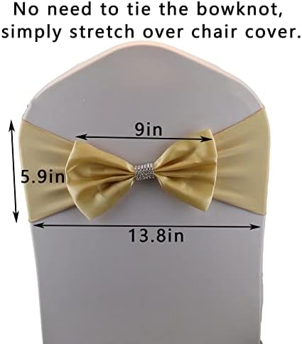 6 PCS Bows Stretch Chair Sashes, for Wedding Party Chair Cover Decoration, Spandex Stretch Chairs Bands (Pack of 6 Champagne - Image 3