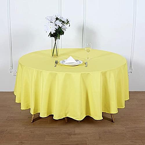 BalsaCircle 6 pcs 90 inch Yellow Round Washable Polyester Easy-Care Tablecloth for Indoor and Outdoor Bridal Shower Wedding Table Buffet Table Parties Kitchen Dining - Image 3