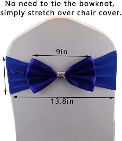 12 PCS Bows Stretch Chair Sashes, for Wedding Party Chair Cover Decoration, Spandex Stretch Chairs Bands (Pack of 12 Royal Blue - Image 3