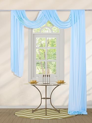 Chiffon Wedding Arch Draping Fabric Light Blue 6 Panels 6 Yards Long Romantic Curtain Backdrops for Baby Shower Party Decorations - Image 5