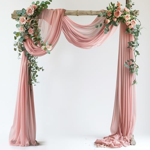 Wedding Arch Draping Fabric 1 Panel Dusty Rose Sheer Backdrop Drapes by Xiomot