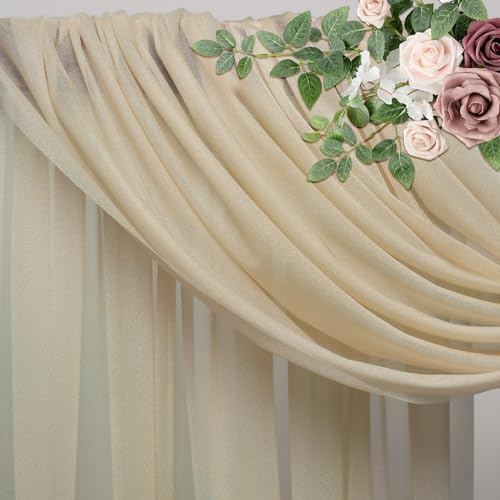 Wedding Arch Draping Fabric 6 Panels Champagne Sheer Backdrop Drapes - Image 4