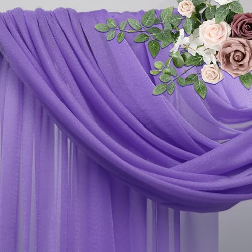 Wedding Arch Draping Fabric 3 Panels Lavender Purple Sheer Backdrop - Image 4