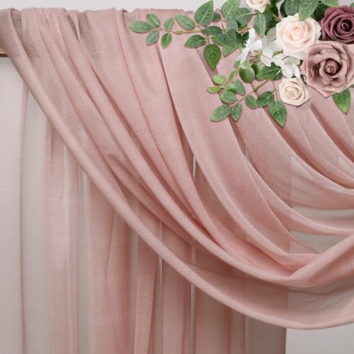 Wedding Arch Draping Fabric 4 Panels Dusty Rose Sheer Backdrop Drape - Image 6