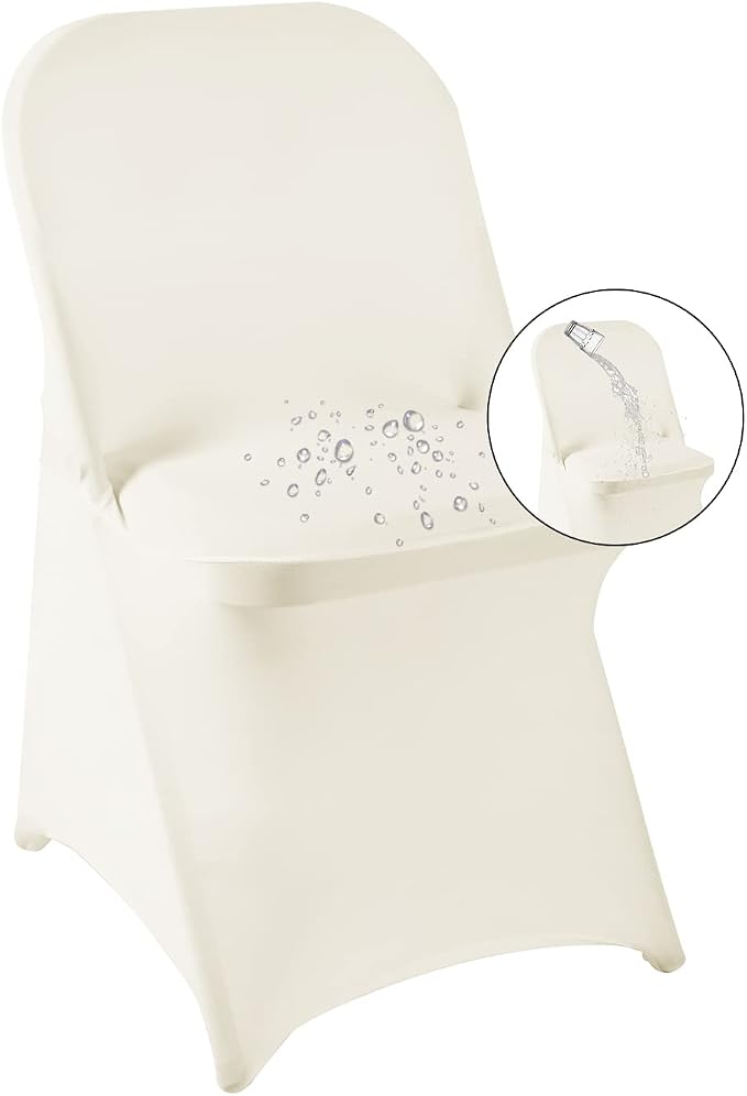 magalo 50 Pack Ivory Spandex Folding Waterproof Chair Cover, Stretch Chair Cover Protector for Wedding, Party, Dining Banquet and Other Special Events by magalo