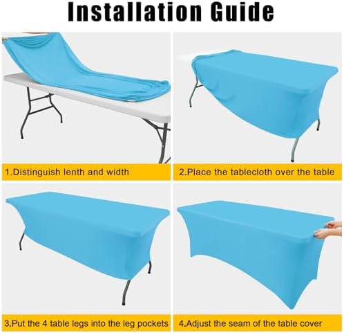 Smiry 2 Pack Spandex Table Cloth 5FT, Elastic Fitted Blue Mist Tablecloth - Image 5