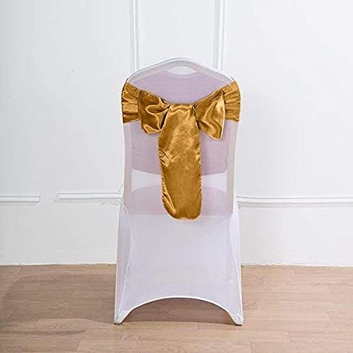 Balsa Circle 50 Antique Gold Satin Elegant Chair Cover Bows Sashes Wedding Banquet Decorations Party Supplies Engagement Events Reception - Image 6