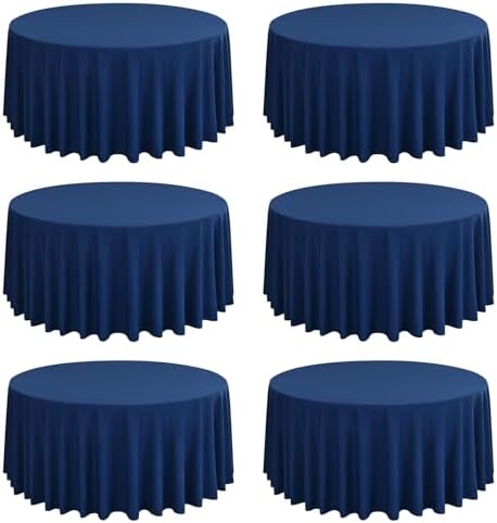 6 Pack Navy Blue Round Tablecloths, Diameter of 120 inch by FXKS