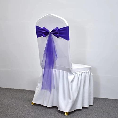 Polyester Stretch Chair Sashes Bands Organza Sash Bows Spandex Bows for Party Birthday Hotel Wedding Banquets Decoration (Blue Purple 50 PCS) - Image 5