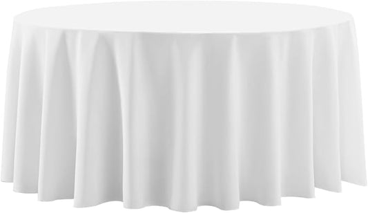 1 Pack White Round Tablecloths 120 Inch for Dining Tables | Washable Decorative Linen Polyester Table Cover for Banquets Buffets Parties and Weddings by AOCOZHomeLifeMuseum