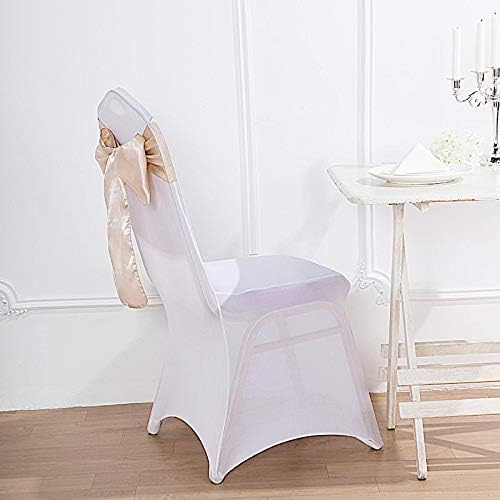 Balsa Circle 50 Beige Satin Elegant Chair Cover Bows Sashes Wedding Banquet Decorations Party Supplies Engagement Events Reception - Image 3