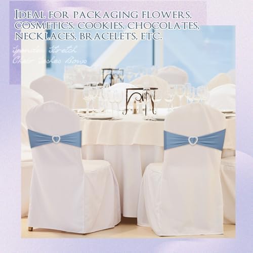 Colingmill 150 Pcs Spandex Chair Sashes Heart Buckle Elastic,Gray Blue - Image 7