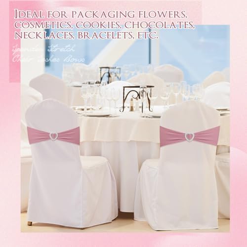 Colingmill 150 Pcs Spandex Chair Sashes Heart Buckle Elastic,Dusty Pink - Image 7