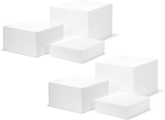 Red Co. Set of 3 Glossy White Acrylic Cube Display Nesting Risers with Hollow Bottoms - 2 Pack by RedCo