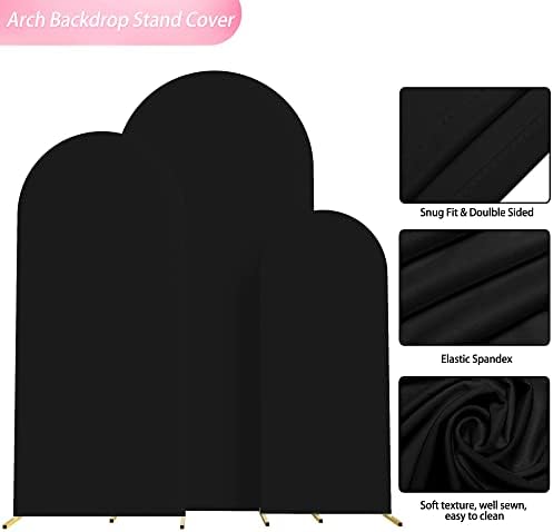 Wokceer Arch Backdrop Cover Arch Covers Strethy Backdrop Set of 3 Black - Image 4