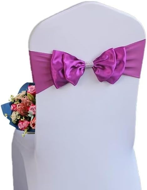 6 PCS Spandex Chair Sash Bow Tied,Elastic Sashes Chair Bands for Wedding Party Reception Events Celebration Banquets Hotel Event Decorations Chairs Decoration(Purple Red) by DDCBNS