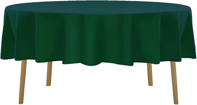 Cupuamon 90 inch Round Tablecloth Washable Polyester Table Cloth Decorative Table Cover for Wedding Party Dining Banquet（90 inch, Hunter） - Image 2