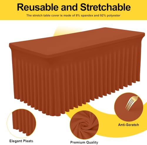 Smiry Spandex Elastic Fitted Table Cloth Skirt for 4FT Rectangle Table - Image 3