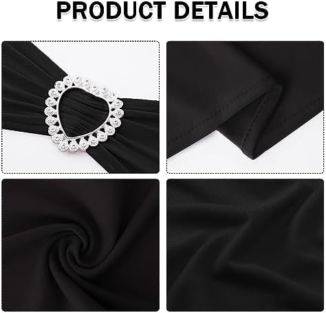 Pack of 30 Spandex Chair Sashes Bows Stretch Chair Cover Band with Buckle Slider Universal Elastic Chair Ties for Wedding Banquet Party Event Decoration (Black) - Image 3