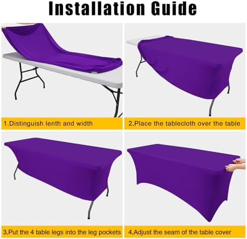 Smiry 2 Pack Spandex Table Cloth 4FT, Elastic Fitted Purple Tablecloth - Image 6