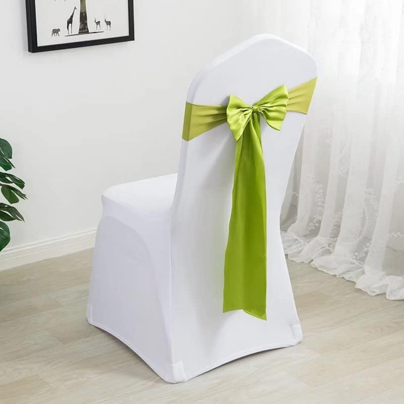 Pack of 100 Satin Stretch Chair Sash Bow, No Need Tied, Spandex Chair Bands, Chair Ribbons Bows for Hotel Wedding Party Banquet Birthday Reception Decor (Grass Green) - Image 2