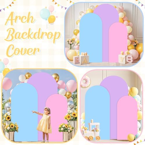 Arch Backdrop Cover Set of 3 Lavender Arch Cover 4ft 5ft 6ft Arch Spandex Cover Wedding Arch Covers Stretchy Backdrop Pink Balloon Arched Covers for Wedding Party Banquet Decoration - Image 5