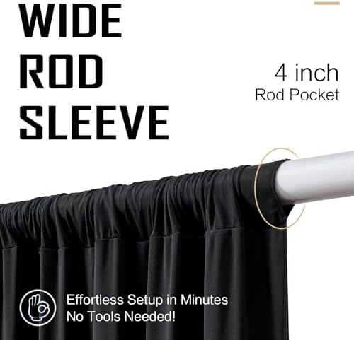 gogoparti 20x20FT Black Ceiling Drapes for Weddings Parties - 4 Panels of 5x20FT Wrinkle Free Silk Black Drapes for Tent Canopy, Weddings, Birthdays, Parties, Tent & Event Decoration - Image 5