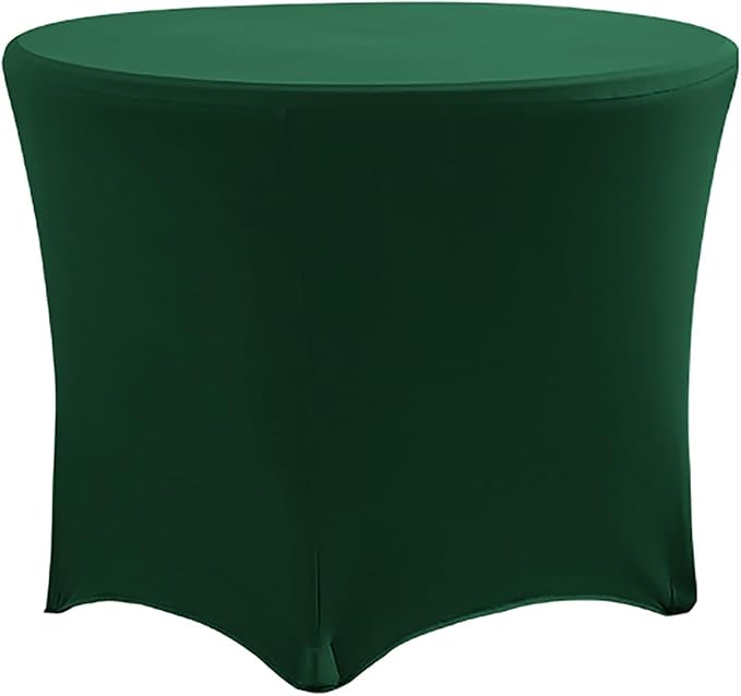 Spandex Round Tablecloth Dark Green 4ft Fitted Stretch Tablecloth Elastic Cocktail Table Cover for Wedding Party Restaurant Banquet New Year and Halloween PTC24 by ZoyyJoolye