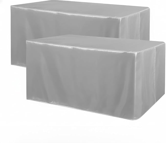 Obstal 2 Pack Table Clothes for 6 Foot Rectangle Tables, Silver | Water Resistant Washable Fabric Polyester Rectangle Table Cover Protector for Wedding, Banquet and Trade Shows, 72x30Inch by Obstal