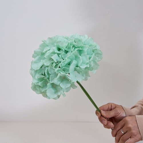 Artificial Hydrangea Flowers Mint Green Heads 10 Fake Hydrangea Silk Flowers for Wedding Centerpieces Bouquets DIY Floral Decor Home Decoration with Stems(VASE NOT Included) - Image 2