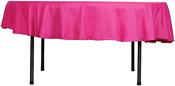 Balsa Circle 6 pcs 90 inch Fuchsia Round Washable Polyester Easy-Care Tablecloth for Indoor and Outdoor Bridal Shower Wedding Table Buffet Table Parties Kitchen Dining by BalsaCircle