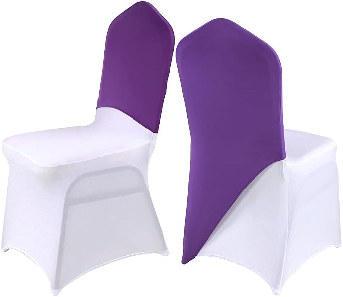 Spandex Stretch Chair Cap One Leg Covers Sashes Bands/Hood/Hat Elegant for Event Party Decor Cadbury Purple by banquetbay