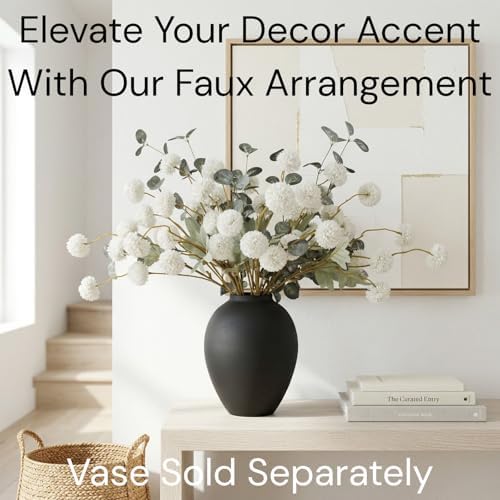 RyddeligHome White Faux Kiku Flowers for Vase(NOT Included) - 12 Long Stems - Image 3