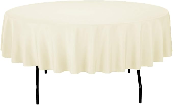 Leading Linens 10 pcs 48 Inch Round Ivory Polyester Tablecloths | Elegant polyester table covers, perfect for weddings, receptions, dinners, & parties. Stain & wrinkle-resistant. by LeadingLinens