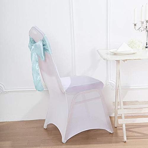 Balsa Circle 50 Light Blue Satin Elegant Chair Cover Bows Sashes Wedding Banquet Decorations Party Supplies Engagement Events Reception - Image 4