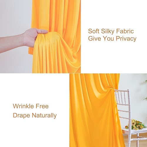 10x10 Marigold Backdrop Curtain for Parties Wrinkle Free Orange Photo Curtains Backdrop Drapes Fabric Decoration for Wedding Birthday Party Baby Shower 5ft x 10ft,2 Panels - Image 4