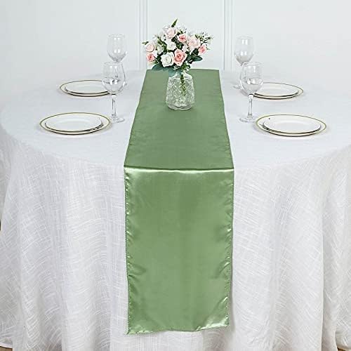 Balsa Circle 20 pcs 12 x 108 inch Tea Green Satin Table Runners Wedding Table Top Party Supplies Reception Linens Decorations - Image 5