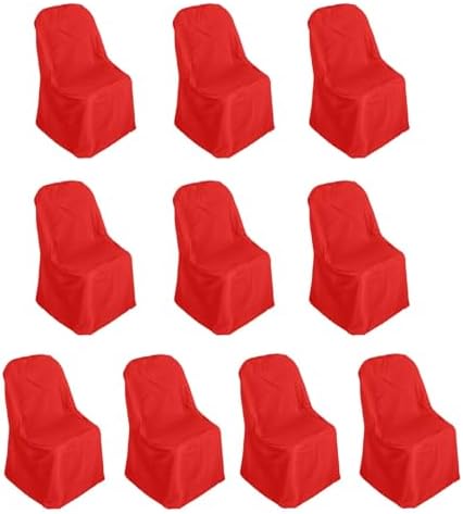 Efavormart 10 Pack Red Linen Polyester Folding Chair Covers for Dining Chairs Party Wedding Banquet Outdoor Event Catering Slipcovers - Image 3