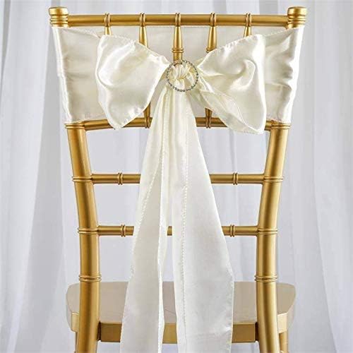 Balsa Circle 100 Ivory Satin Chair Sashes Bows Ties for Wedding Decorations Party Supplies Events Chair Covers Decor Banquet Reception - Image 2