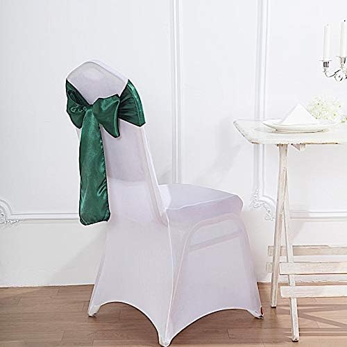 Balsa Circle 50 Hunter Green Satin Elegant Chair Cover Bows Sashes Wedding Banquet Decorations Party Supplies Engagement Events Reception - Image 2