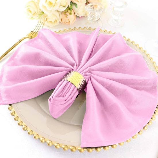 Efavormart Premium Cloth Napkins Set of 50, 20x20 Inch Pink Seamless Dinner Napkins, Washable Linen Table Napkin Cloth with Hemmed Edges for Weddings, Party and Banquet - Image 5