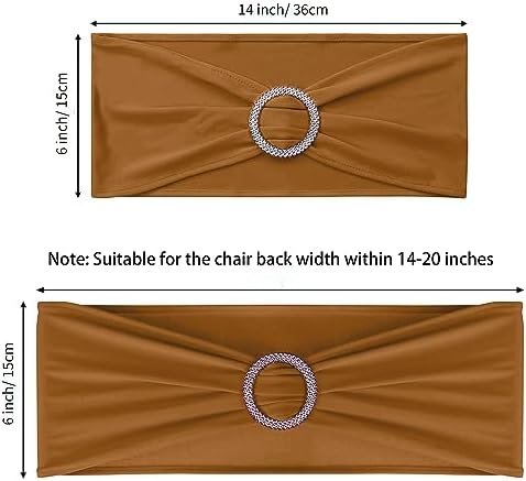 ManMengJi 25PCS Chair Sashes, Spandex Sashes Bows Brown, Chair Cover Bands with Buckle Slider for Banquet, Party, Hotel Event Decorations - Image 3
