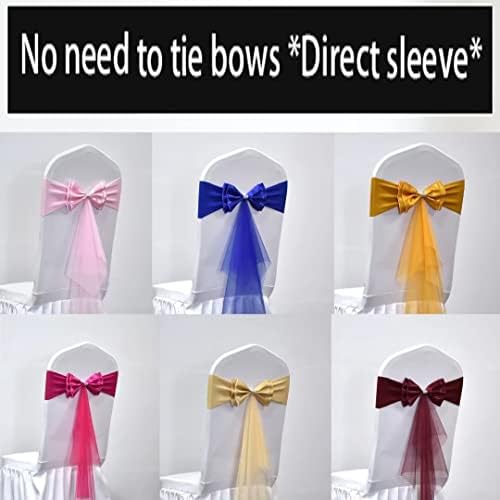 Stretch Spandex Chair Sashes Bands Polyester Chair sash for Banquet Party Chairs Covers Wedding Ceremony Elastic Bows Decorations（Light Yellow 50 Pcs） - Image 4