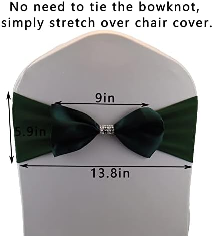 6 PCS Bows Stretch Chair Sashes, for Wedding Party Chair Cover Decoration, Spandex Stretch Chairs Bands (Pack of 6 Dark Green - Image 3
